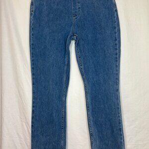 Soft Surroundings Large Jeans Straight Leg Pull On Elastic Waist
